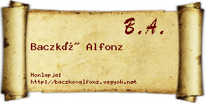 Baczkó Alfonz névjegykártya